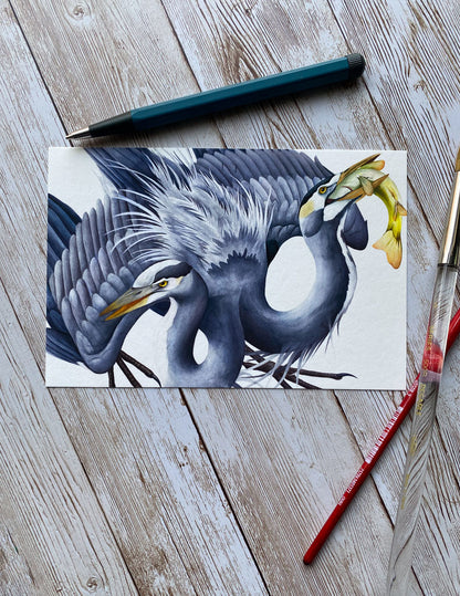 Double Headed Heron Art Print