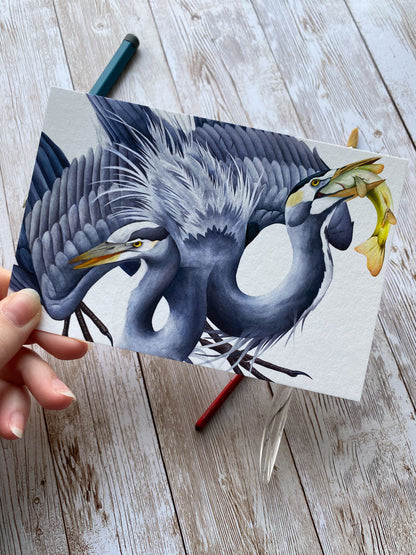 Double Headed Heron Art Print