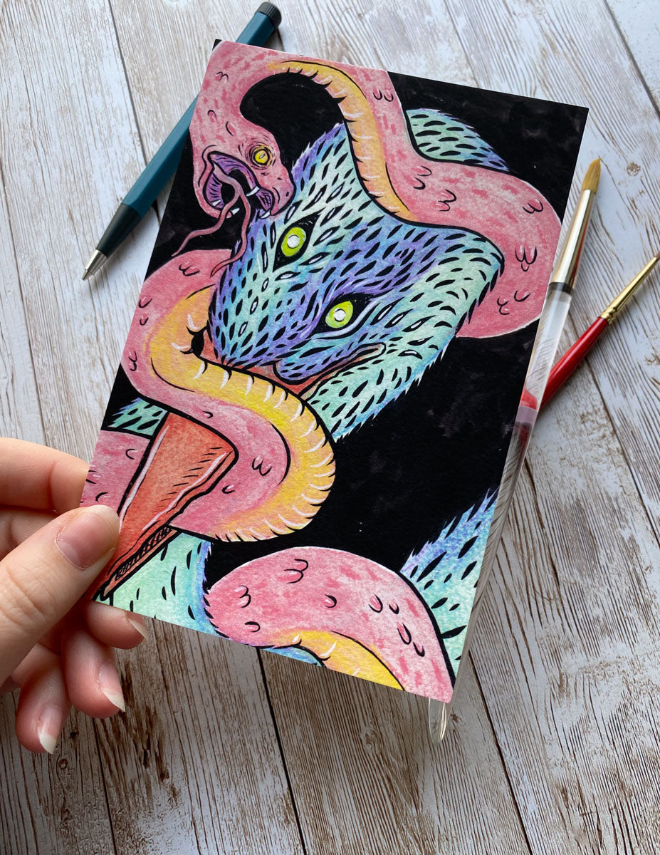 Pink Snake Attack Art Print