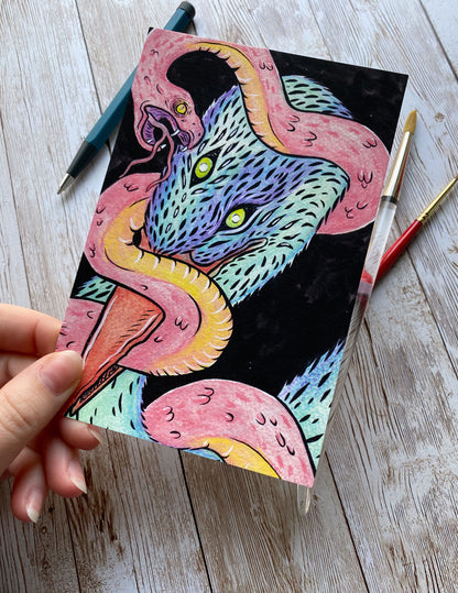 Pink Snake Attack Art Print